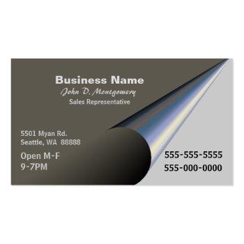 Small Taupe & Gray Metallic Look Custom Business Card Front View