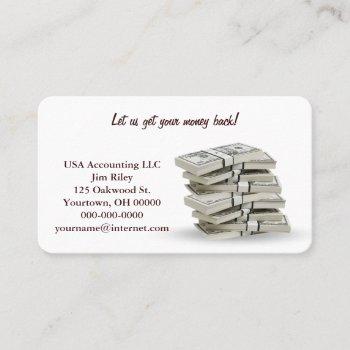 tax accountant business money stack tax refund business card