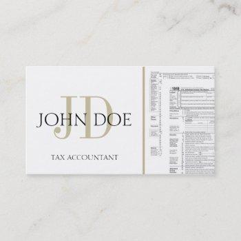 tax accountant monogram 1040 white/tan business card