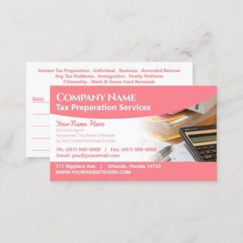 tax preparation (preparer) business card