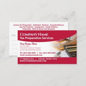 tax preparation (preparer) business card