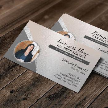 tax preparer consulting service silver photo business card