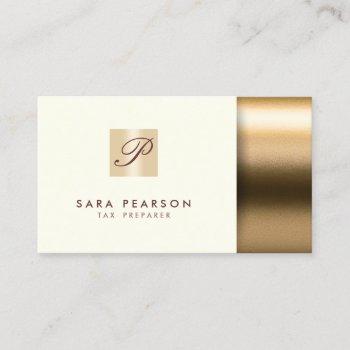 tax preparer elegant gold monogram business card
