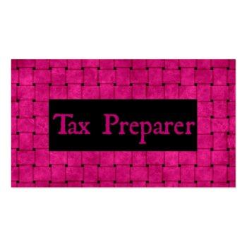 Small Tax Preparer Pink Woven Business Card Front View