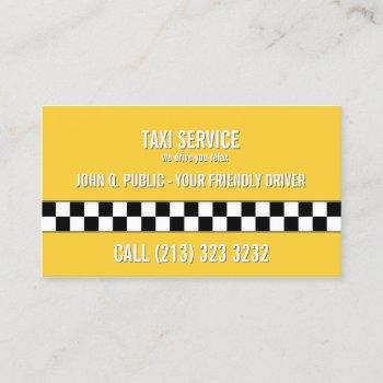 taxi cab driver black and white pattern business card
