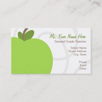 teacher business card - oversized green apple