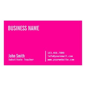 Small Teacher Modern Hot Pink Business Card Front View
