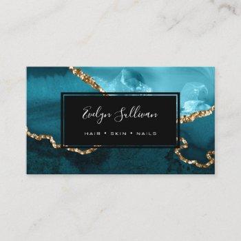 teal agate business card