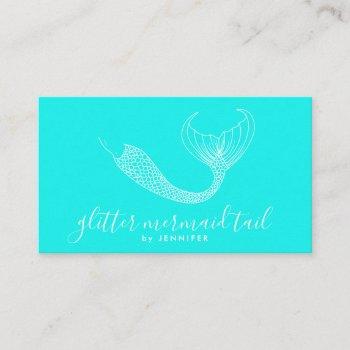 teal aqua blue green tail mermaid business card