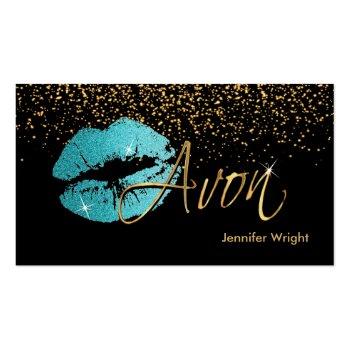Small Teal Blue Lips - Avon Business Card Front View