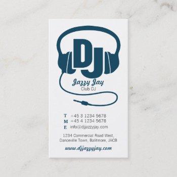 teal blue & white dj promoter business card