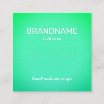 teal green rainbow color gradient earrings display square business card