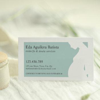 teal  | midwife doula pregnant woman silhouette  business card