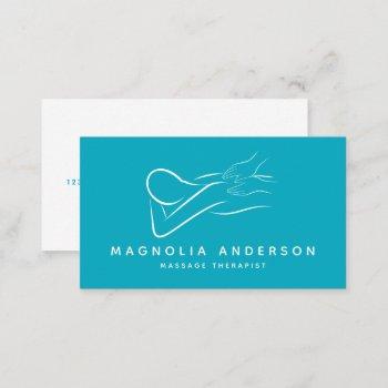 teal minimalist modern | massage therapist  business card