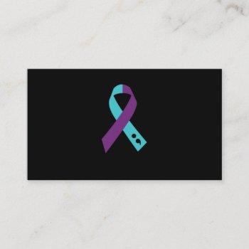 teal purple ribbon semicolon suicide prevention business card