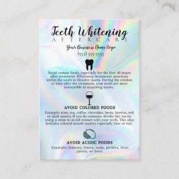 teeth whitening aftercare instruction business card