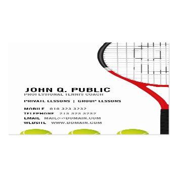 Small Tennis Coach Business Card Front View