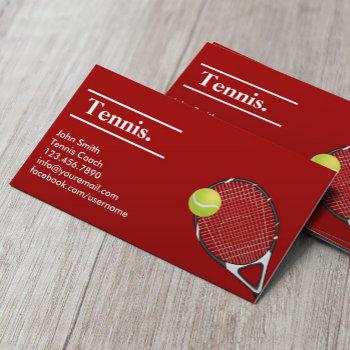 tennis coach modern red clay sport instructor business card