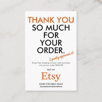 thank you etsy business card