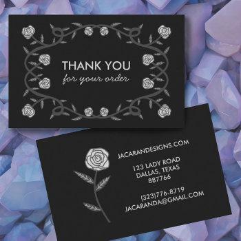 thank you for order chic elegant rose frame gothic business card