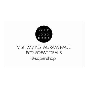 Small Thank You For Purchase Instagr Discount Codes Business Card Back View