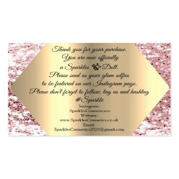 Small Thank You For Your Purchase Pink Gold Logo Business Card Back View