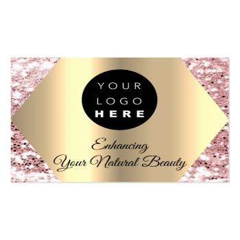 Small Thank You For Your Purchase Pink Gold Logo Business Card Front View