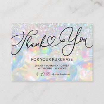  thank you glitter opal texture business card