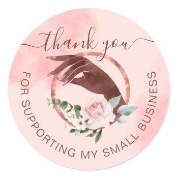 thank you manicure hand nail salon small business classic round sticker