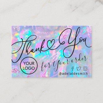 thank you script opal texture business card