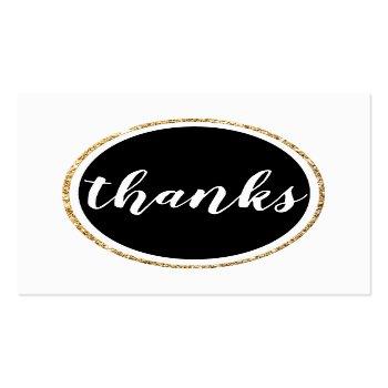 Small Thanks Modern Spot Hand Lettered Script Black Square Business Card Front View