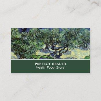 the olive trees, van gogh, health food store business card