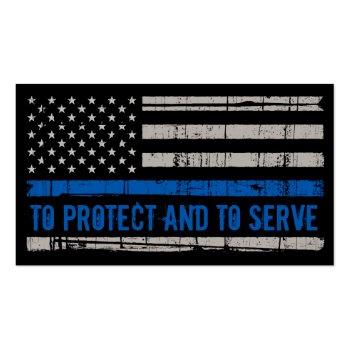 Small Thin Blue Line Flag Law Enforcement Police Business Card Back View