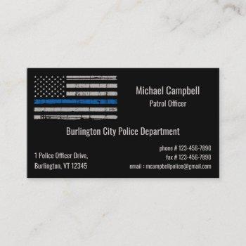 thin blue line flag law enforcement police business card