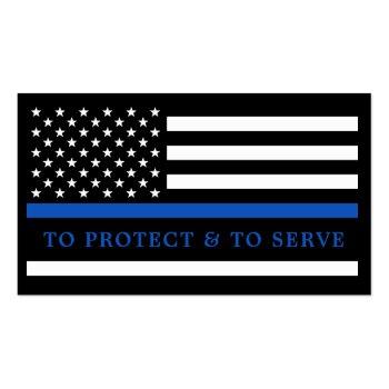 Small Thin Blue Line Law Enforcement Custom Logo Police  Business Card Back View