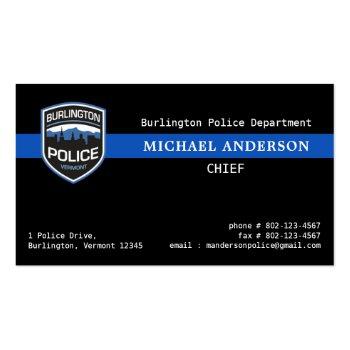 Small Thin Blue Line Law Enforcement Custom Logo Police  Business Card Front View