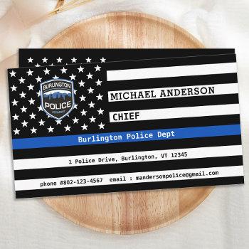 thin blue line law enforcement logo custom police  business card