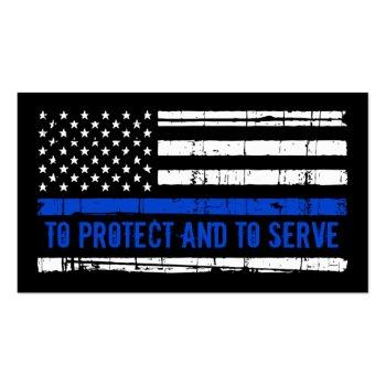 Small Thin Blue Line Law Enforcement Police Officer Business Card Back View