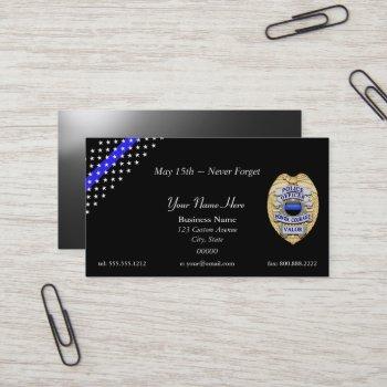 thin blue line police badge and handcuff key business card