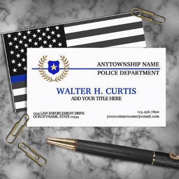 thin blue line police flag custom business card