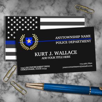 thin blue line police flag custom business card