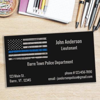 thin blue line - usa american flag police business card