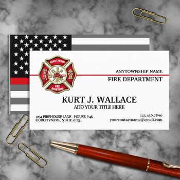 thin red line firefighter flag business card