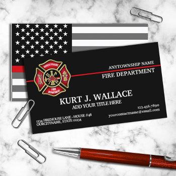 thin red line firefighter flag business card