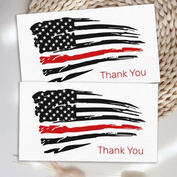 thin red line flag firefighter thank you business card
