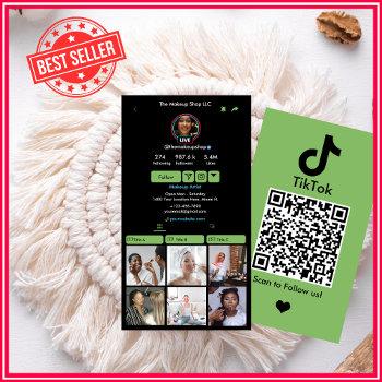 tiktok money green qr code social media business card