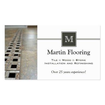 Small Tile Flooring Custom Monogram Business Card Front View