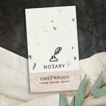 timber wood glazed speckled feather nib notary business card
