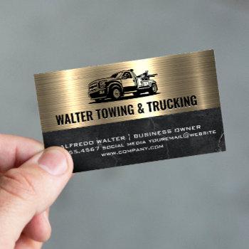 tow truck logo | metallic gold marble business card