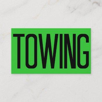 towing bold florescent green business card